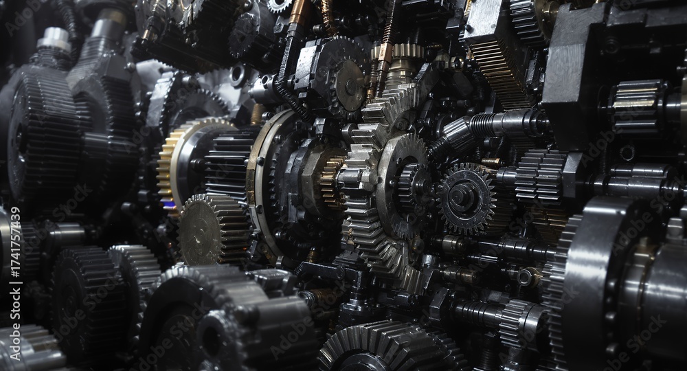 Fototapeta premium Complex Arrangement of Gears and Mechanical Components