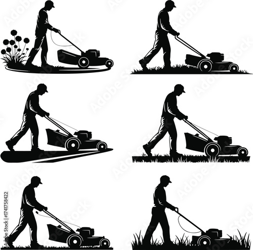 Vector silhouettes of people playing winter and sports activities