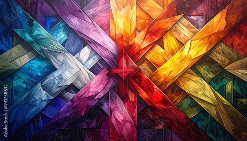 Wallpaper Mural Abstract and colorful woven art design showcasing intricate patterns and textures Torontodigital.ca