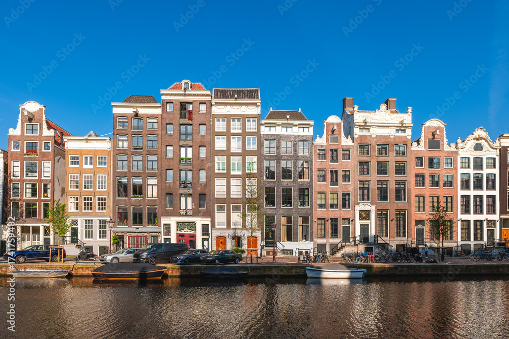 Obraz premium Scenery of Leidsegracht, a canal located in Amsterdam, Dutch, the Netherlands
