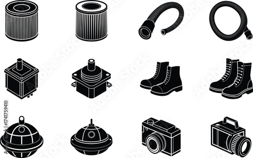 Diver elements isolated on white background
