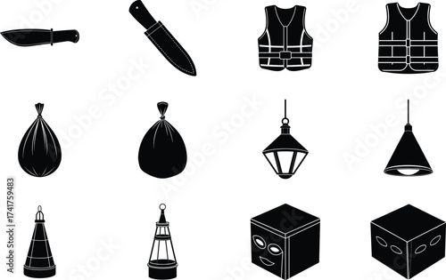 Diver elements isolated on white background