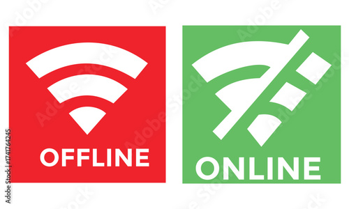 Online Offline web button set. Vector illustration 