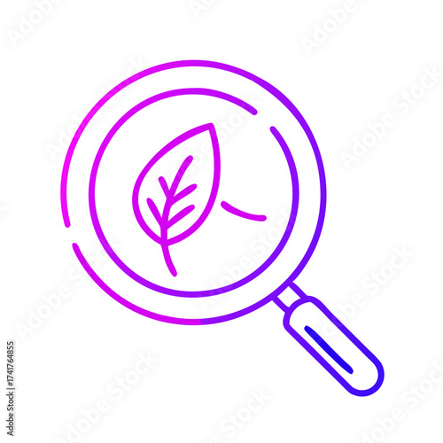 An illustration of a magnifying glass examining a single leaf