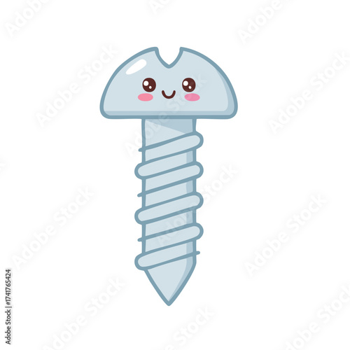 A cute cartoon of screw with a smiling face
