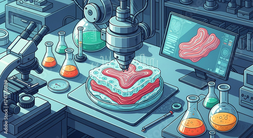 Lab grown meat production future food technology cultivated meat sustainable food science biotechnology research
