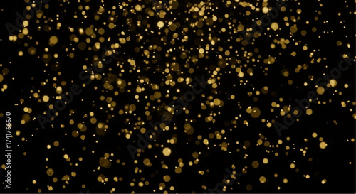 A mesmerizing display of golden bokeh particles dance across a dark canvas, creating a magical atmosphere and a captivating visual experience.  vector illustration
