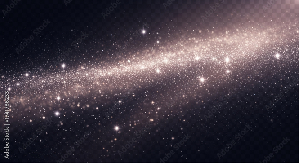 Fototapeta premium A mesmerizing view of a cosmic river, its luminescent glitter dances across the vast darkness. This artwork is full of cosmic shimmer and magical stardust. vector illustration
