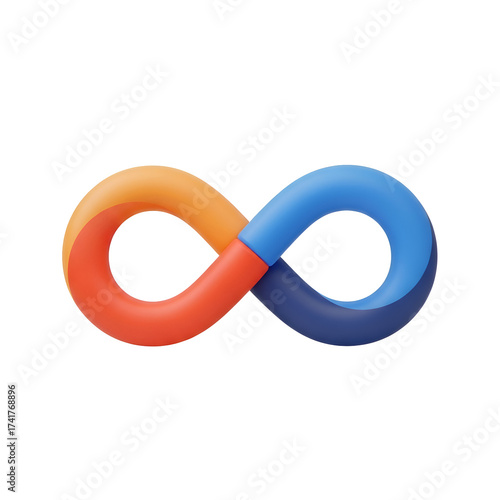 A colorful infinity symbol, representing eternity and endless possibilities, isolated on white background