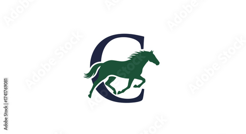 Elegant logo design featuring a stylized running horse integrated within the letter C