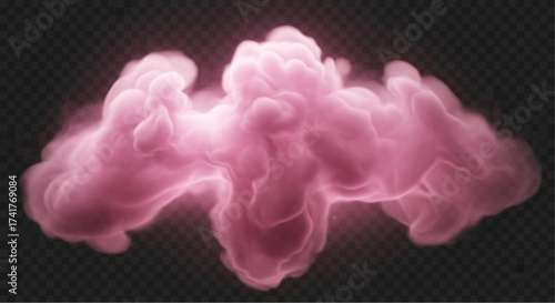 A mesmerizing swirling cloud of ethereal pink smoke, rendered in stunning detail, evokes a sense of mystery and magic against a transparent backdrop. vector illustration