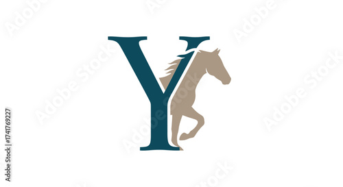 Elegant logo design featuring the letter Y and a horse silhouette for equestrian brands