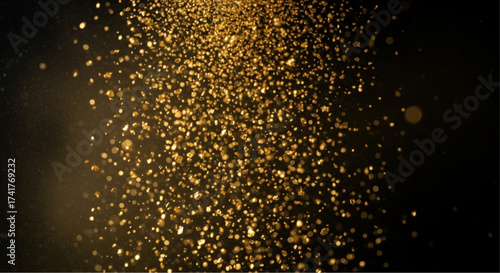 A sparkling, shimmering shower of gold particles against a dark background, evokes a sense of luxury, celebration, and value. vector illustration