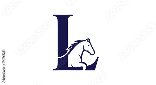 Elegant logo design featuring the letter L integrated with a stylized horse illustration