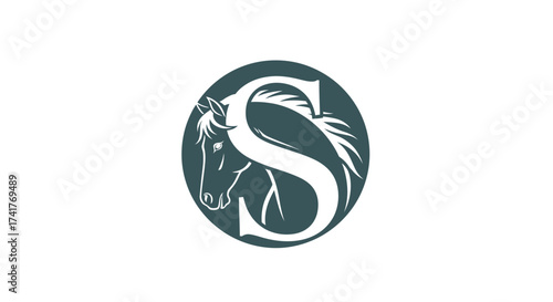 Elegant horse head initial S logo design for equestrian brand identity and business branding
