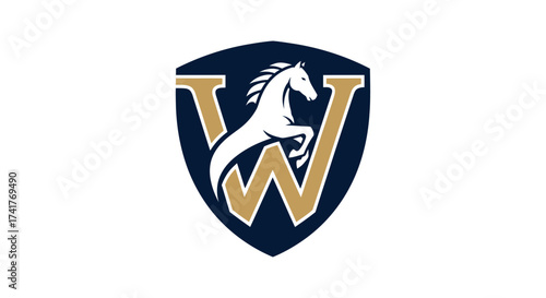 Elegant horse crest design with letter W showcasing strength and sophistication logo emblem