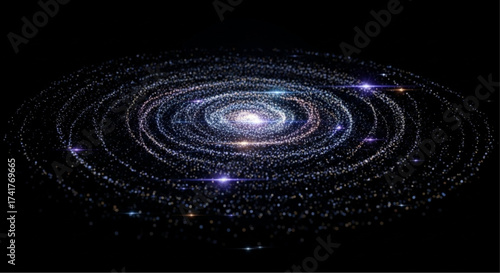 Behold the radiant cosmos, a mesmerizing swirl of galaxies against an inky backdrop. This stunning digital depiction captures the awe-inspiring scale and mystery of the universe.