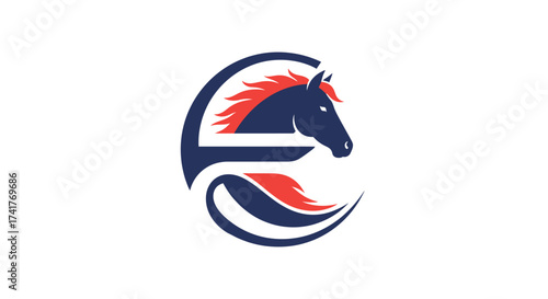 Elegant Horse Logo Design Featuring a Stylized Head and Flowing Mane within a Circular Shape