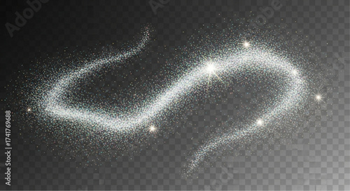 Whimsical glitter trail with shining sparkles, creating a magical and ethereal effect. Sparkle trail is a captivating and dreamy visual, perfect for various design projects. overlay texture for your d