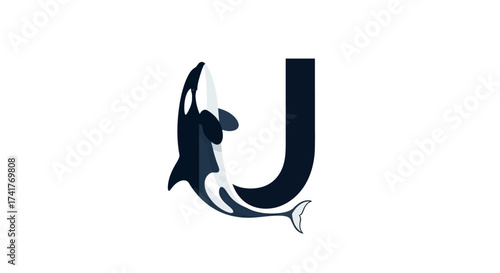 Elegant orca forms letter U logo design in a minimalist and modern style perfectly suitable for