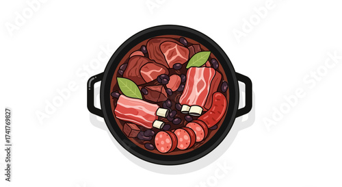 Delicious feijoada illustration showcasing a vibrant and hearty traditional dish with meat