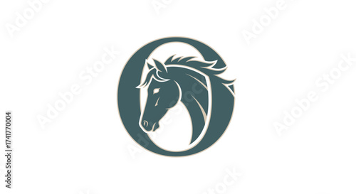 Elegant horse head silhouette logo design inside a circular frame for branding purposes showcasing