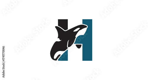 Elegant logo design featuring an orca silhouette integrated with letter H typography