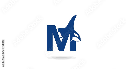 Creative logo design featuring the letter M and a majestic orca for branding and identity purposes
