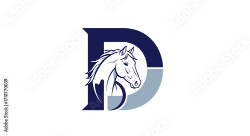 Elegant Horse Head Silhouette Integrated with a Stylized Letter D for Unique Brand Identity
