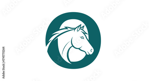 Elegant horse head logo design in a circle symbol representing equestrian and animal themes