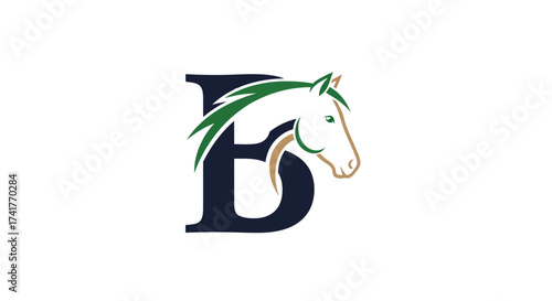 Elegant Horse Logo Design Featuring the Letter B and Sleek Equestrian Elements