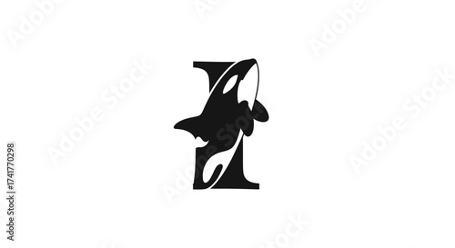 Elegant and minimalist logo design featuring an orca integrated with the letter I emblem