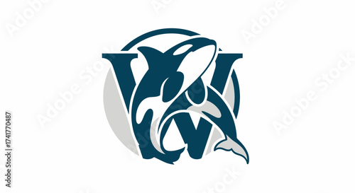 Elegant orca logo design featuring stylized letter W with circular background and modern style