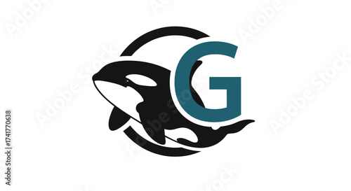 Creative logo design featuring an orca whale and the letter G for brand identity concept