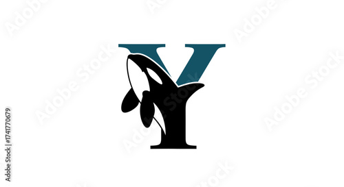 Elegant logo design featuring the letter Y with an orca whale illustration