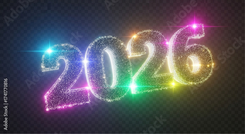 An illuminated representation of the upcoming year 2026 in a celebratory and futuristic design.