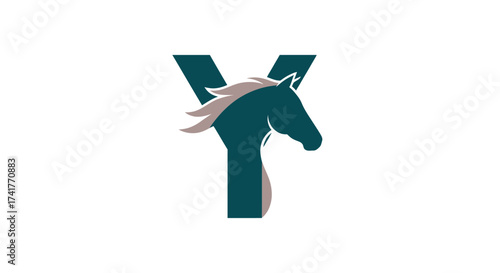 Elegant and unique horse logo design combining letter Y and horse head silhouette for equestrian