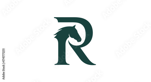 Elegant letter R horse logo design vector template showcases equine charm and sophistication