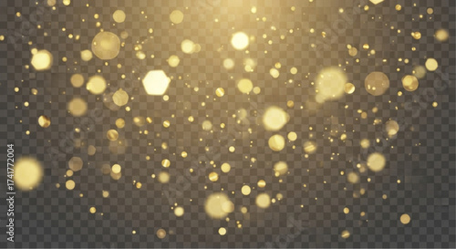A captivating display of sparkling bokeh light effects with a golden luminous color. overlay texture for your design.   