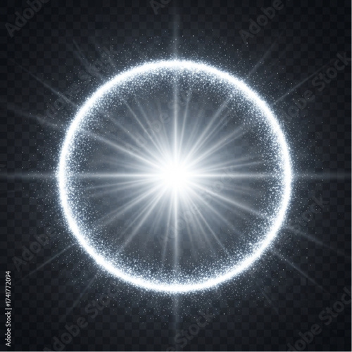 A radiant abstract light circle and dynamic burst of light with captivating beauty and energy.