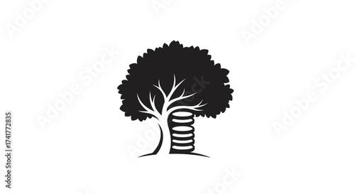 Money tree illustration representing financial growth and investment strategy symbol