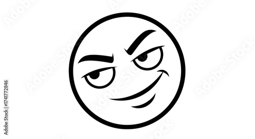 Smirking face emoticon with a mischievous expression ideal for digital communication