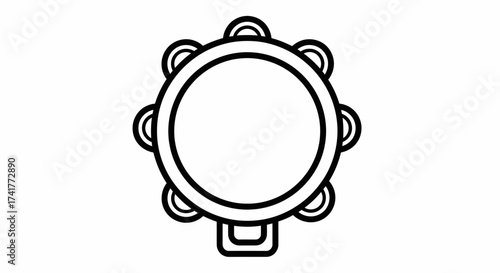 Simple tambourine line drawing illustration offering a clean and minimalist style design featuring