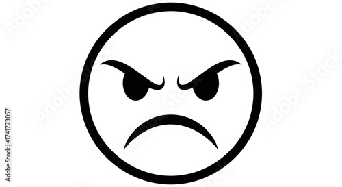 A minimalist angry emoticon design expressing strong negative emotion and frustration