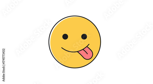 Whimsical tongue-out smiley face icon with playful expression and bright yellow color