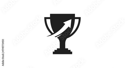 Conceptual graphic of award trophy with upward arrow symbolizing growth and success