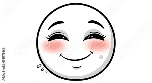 Charming cartoon emoticon featuring a gentle smile and rosy cheeks expression