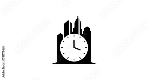Elegant city time management logo illustrating urban development and productivity