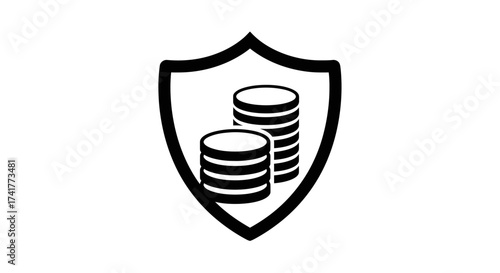 Secure finances represented by coins within a shield to depict financial safety and security