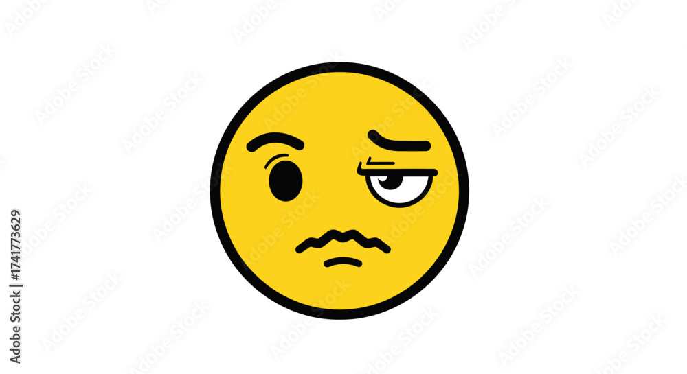Fototapeta premium Confused and Suspicious Emoji Expression with Yellow and Black Design Elements